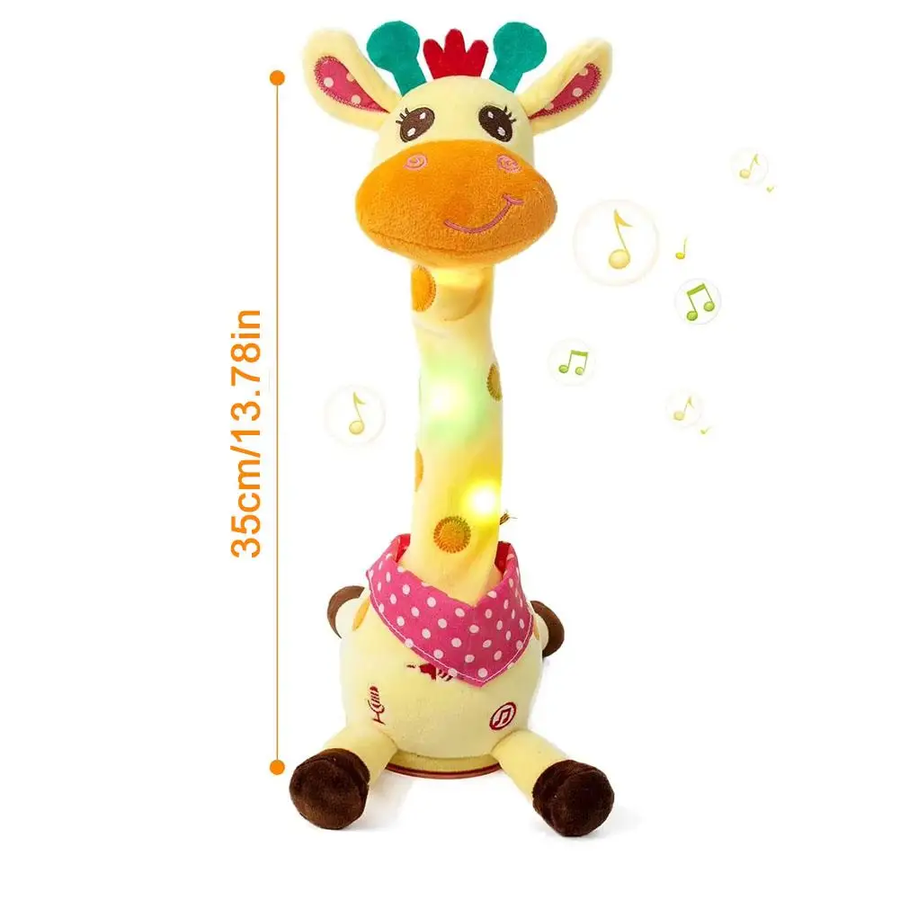Dança falando girafa brinquedo de pelúcia com função de gravação de imitação de som macio curto pelúcia presente do bebê volume ajustável crianças jogar