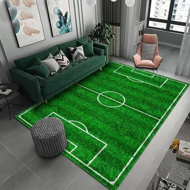 

3D Football Field Carpet for Kids Room Soft Floor Mat Microfiber Large Carpet Children Washable Baby Room Play Mat Boys Rug