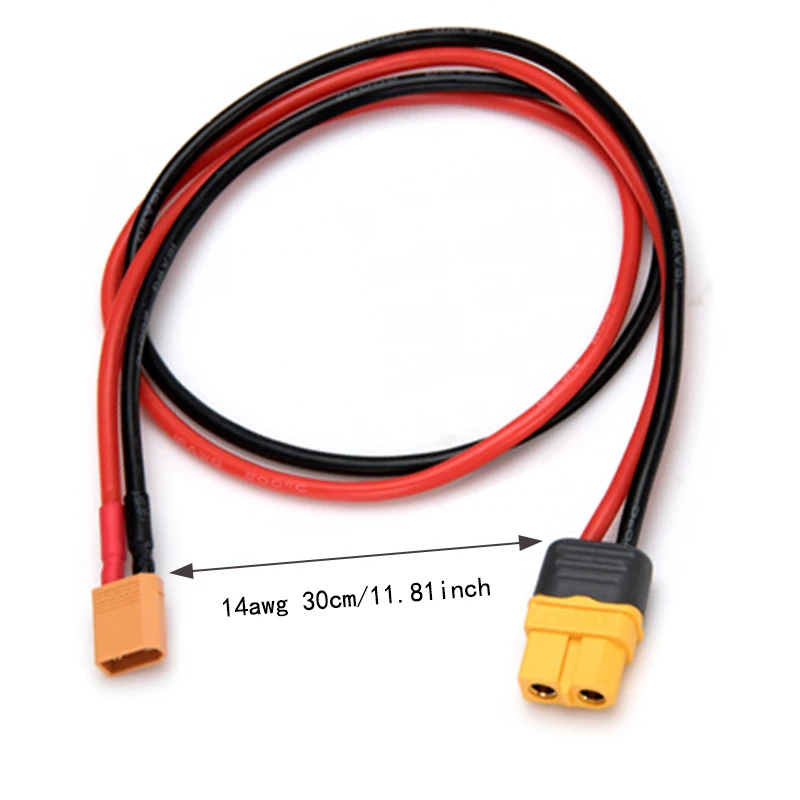 2szt Kabel zasilający XT60H żeński do XT30 męski Adapter 14awg 30cm do RC Samolot Samochód Łódź Ładowarka Silnik Esc