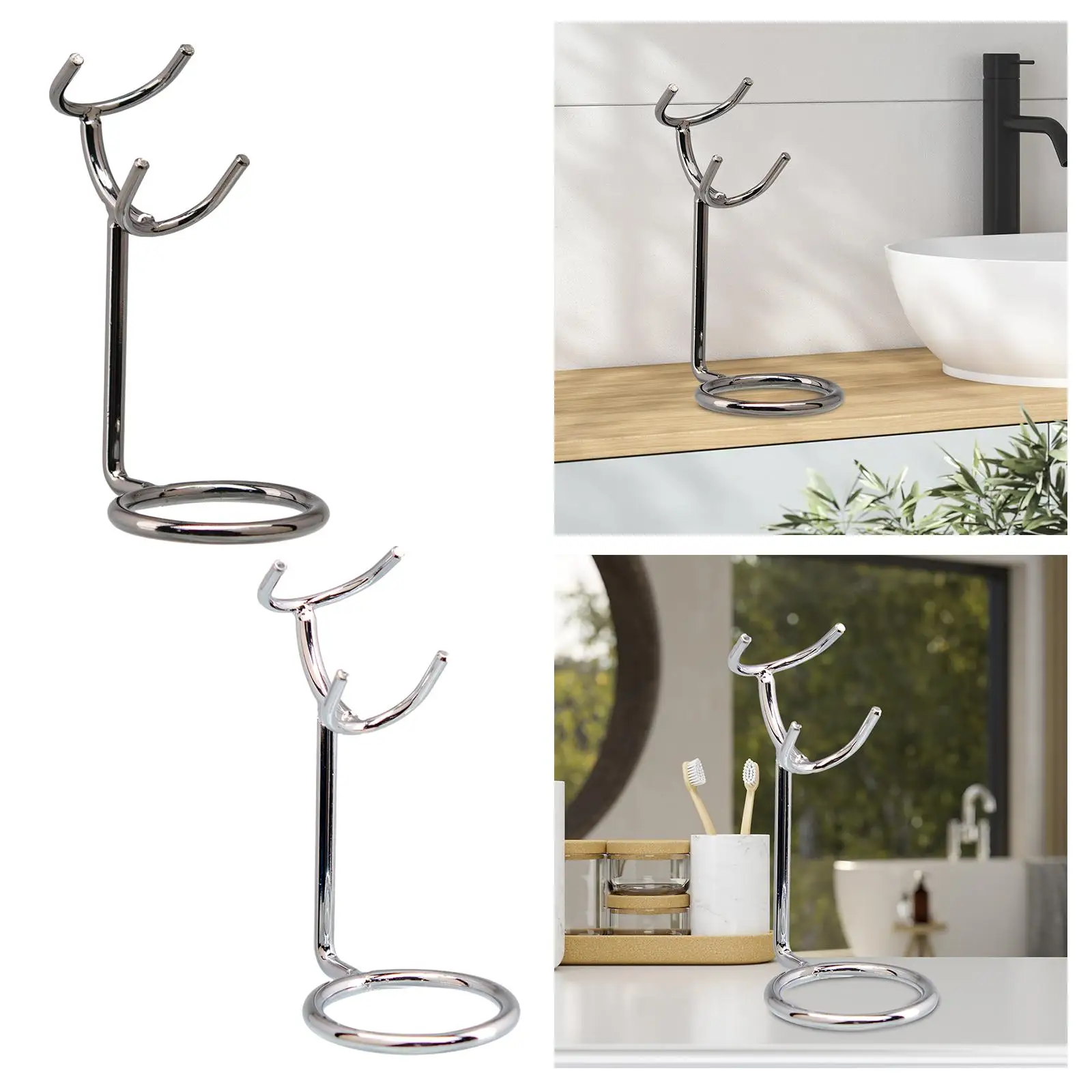 and Brush Stand Hanger Practical Not Rust Stable Shave Accessory Safety Holder for Man Salon Countertop