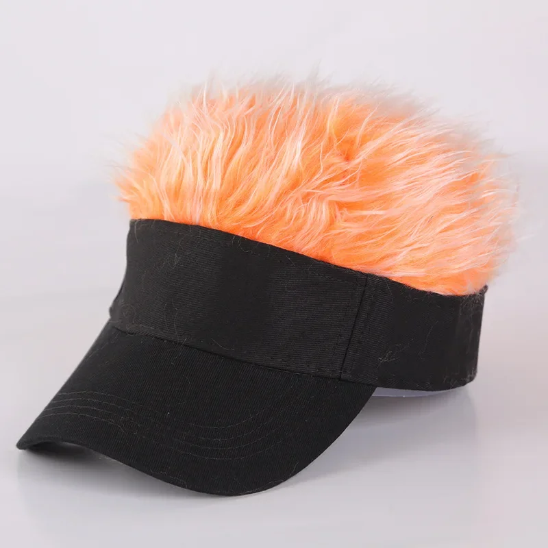 

Fun Golf Baseball Cap with Fake Hair, Spiked Wig Hat for Men & Women, Sun Visor Toupee Cap, Stylish Flair Hair Hat 야구 모자