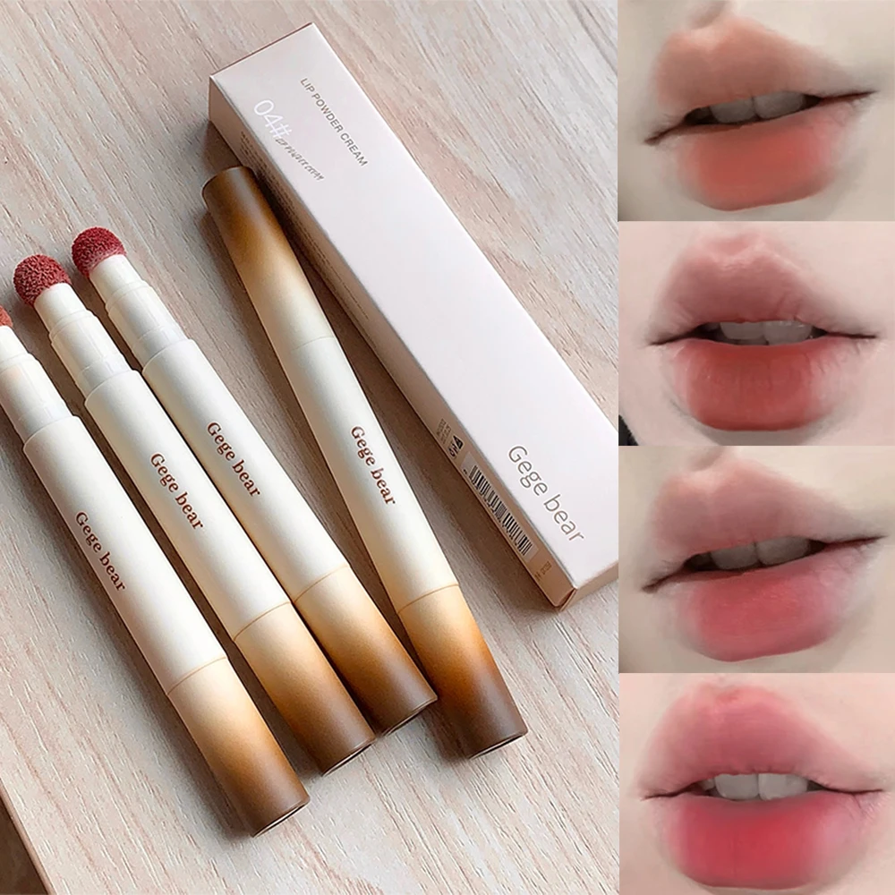 Polvo Labial Mate de Terciopelo Gege Bear, Crema Labial Humectante de Larga Duración, Color Otoño-Invierno, Tinte Labial de Aspecto Natural