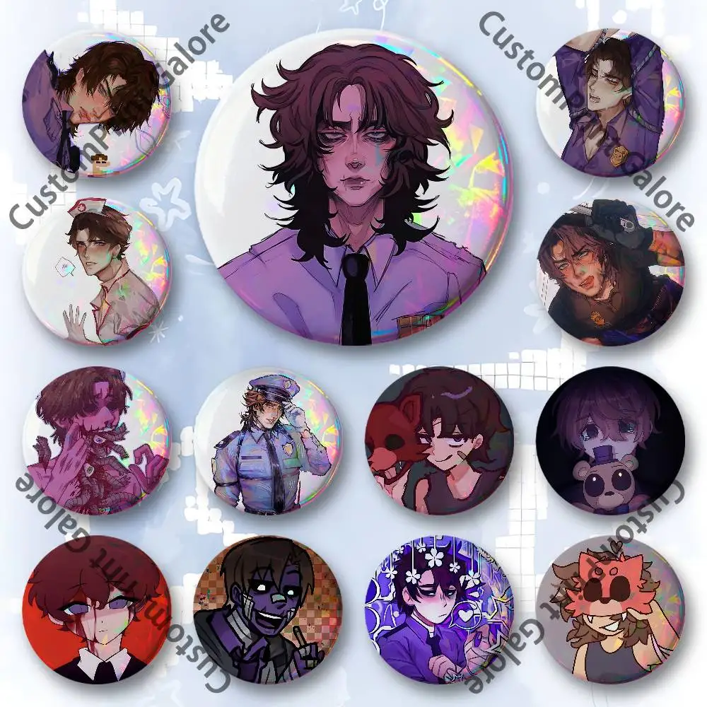M-Michael A-Afton Customizable Badge Tinplate Brooch Laser Film Lapel Pin for Decoration Party Small Gifts