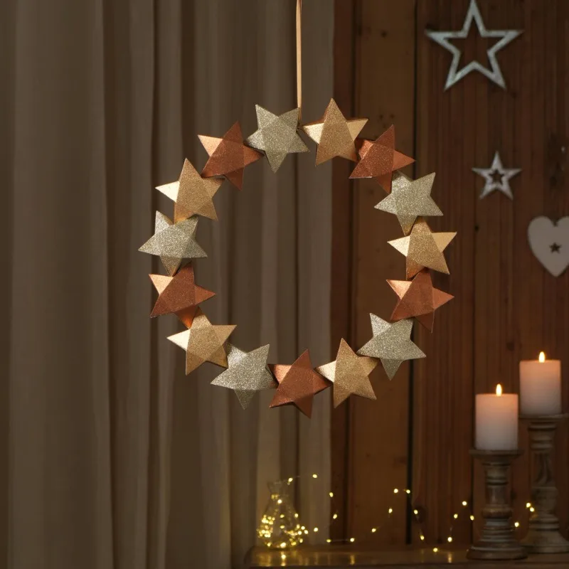 

Handcrafted Holiday Paper Blossom Wreath Christmas Decor Home Wall Door Ornament Festive Holiday Decoration Gift