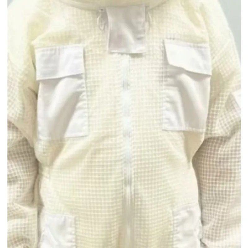 One-piece Cotton Beekeeping Suit White Round Cap Anti-bee Protective Clothing Complete Beekeeping Tools