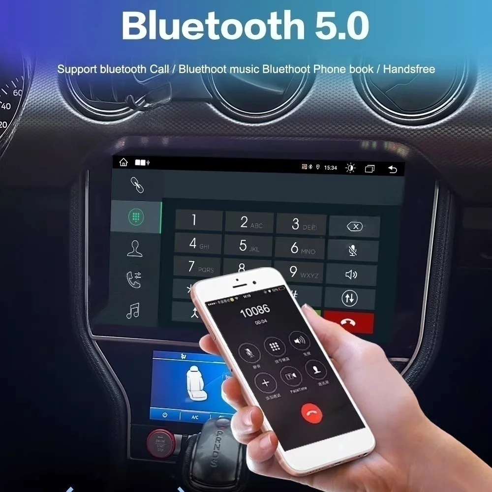 8 cores Multimedia Android For Ford Mustang 2015~2018 GPS Navi +Air conditioning Screen Car Radio Coche With BT 5.0 Head Unit
