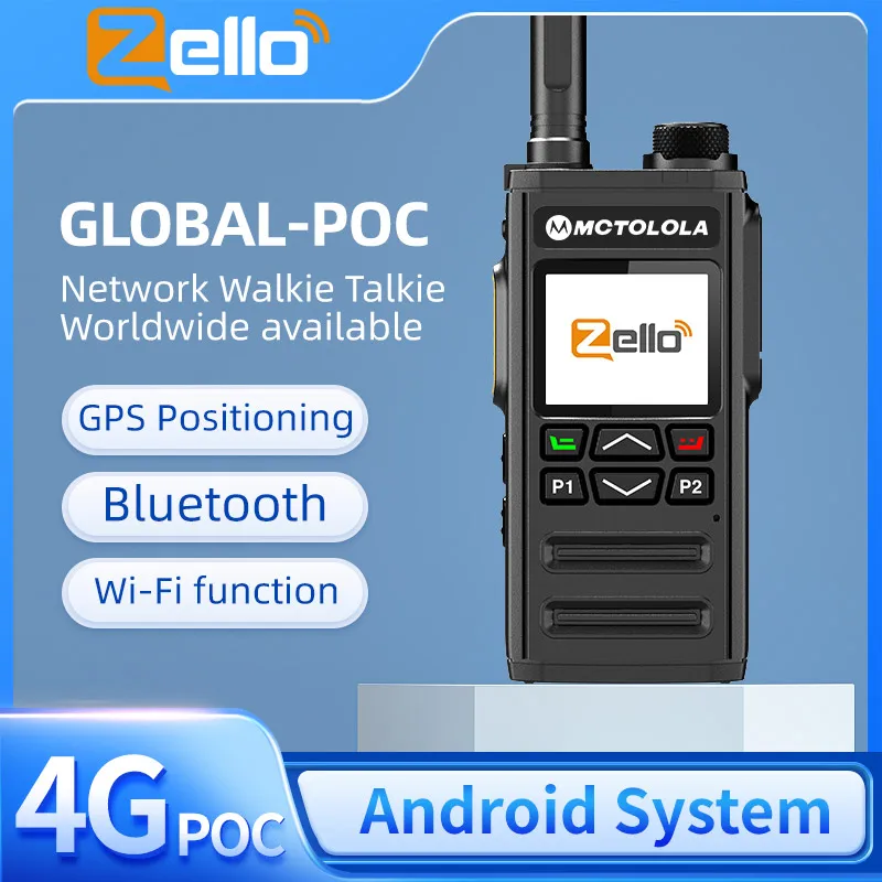 MOTOLOLA-Zello POC Controle Remoto Sem Fio Walkie Talkie, 4G, 3G, Android, Bluetooth, Telefone Móvel, PTT, WiFi, GPS, Global, 8000km