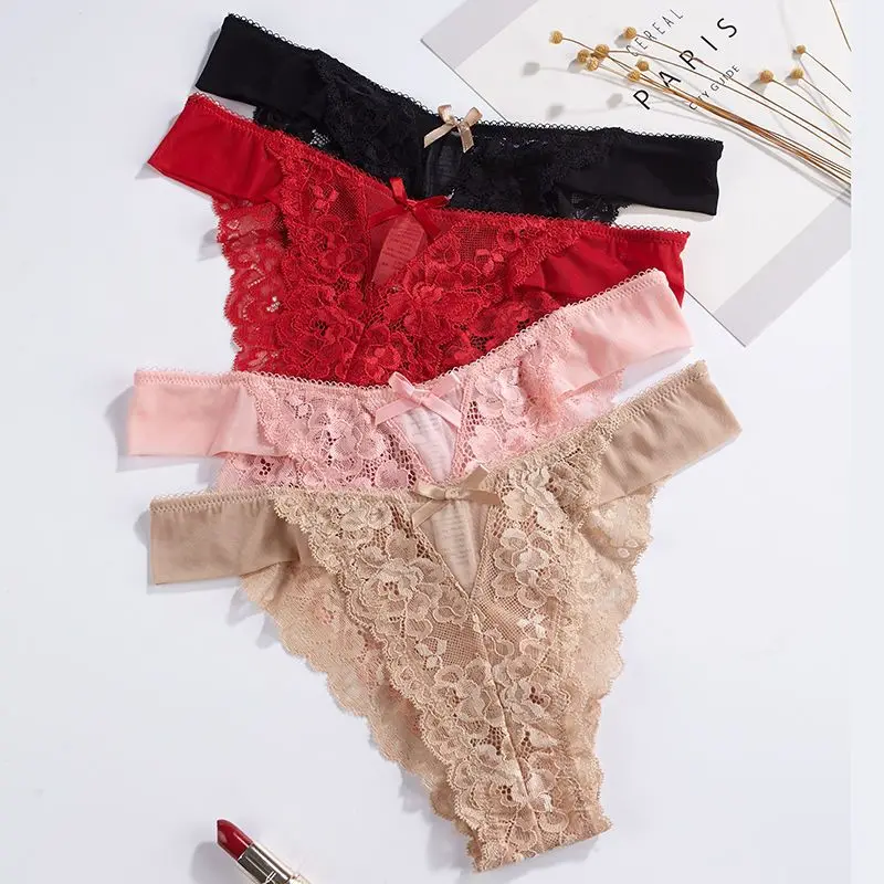 Sex Appeal Lace Women's Panties High Slit Pure Lust Temptation Middle Waist Cotton Fillet Light Luxury Panties Are Hollowed Out