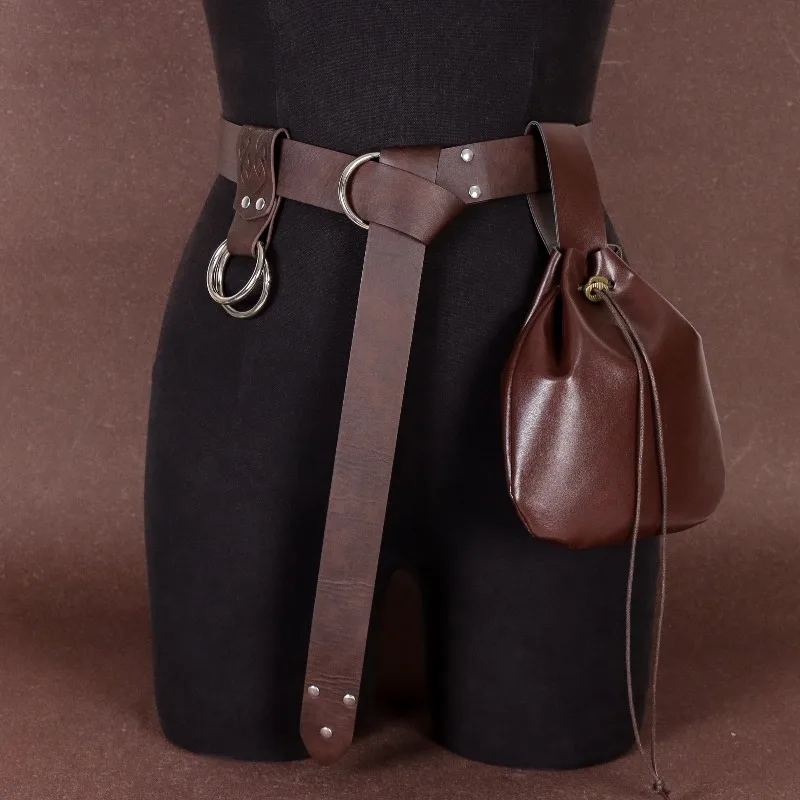 

3pcs Medieval Norse Viking Knight Belt Set with Buckles, Money Pouch & Belt Buckle Clip,Adjustable Role-Play Costume Accessories