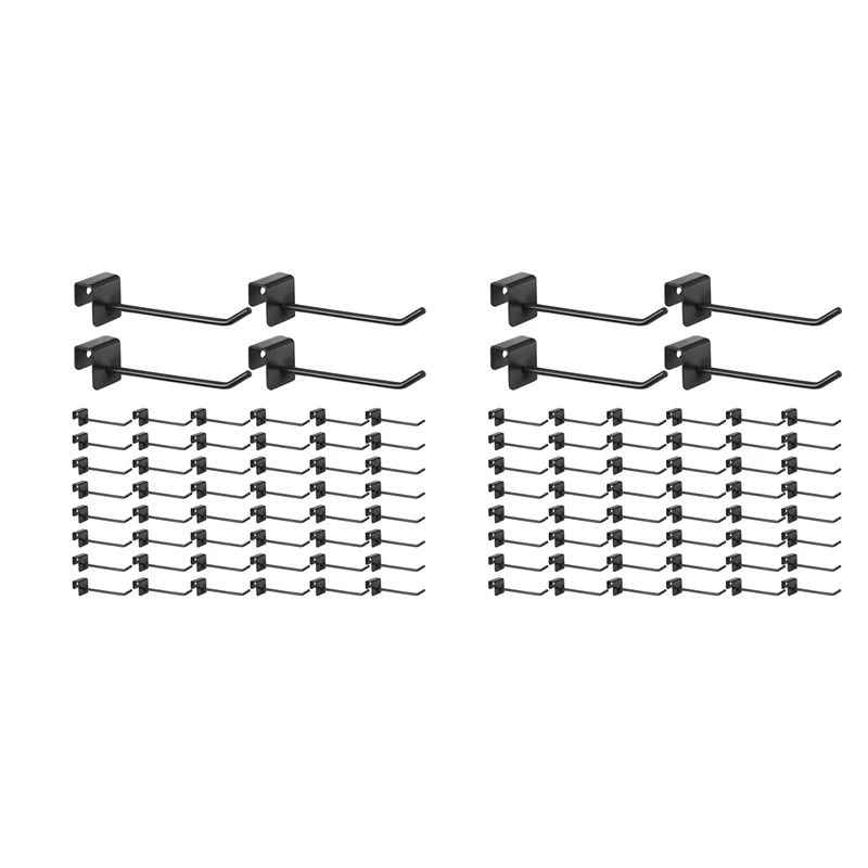 

96 шт., настенные крючки Gridwall, 4 дюйма, черная металлическая панель, крючки, квадратные трубки, крючки для стен, крючки для кабинка, пальто, крючки для крючков