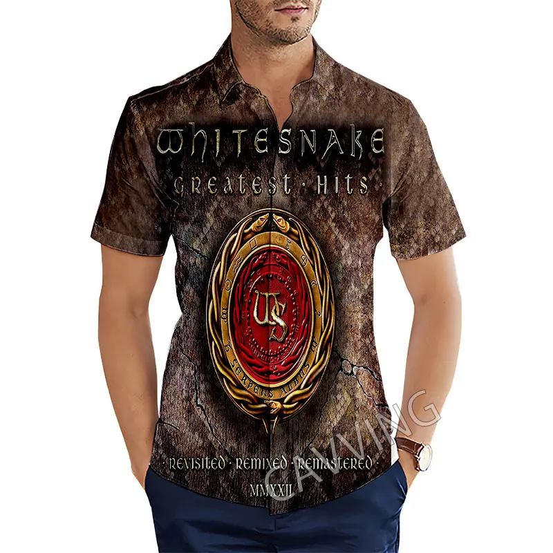 CAVVING 3D Printed Whitesnake Rock Fashion Casual Shirts Men's /Women's  Short Sleeves Loose Breathable Shirts