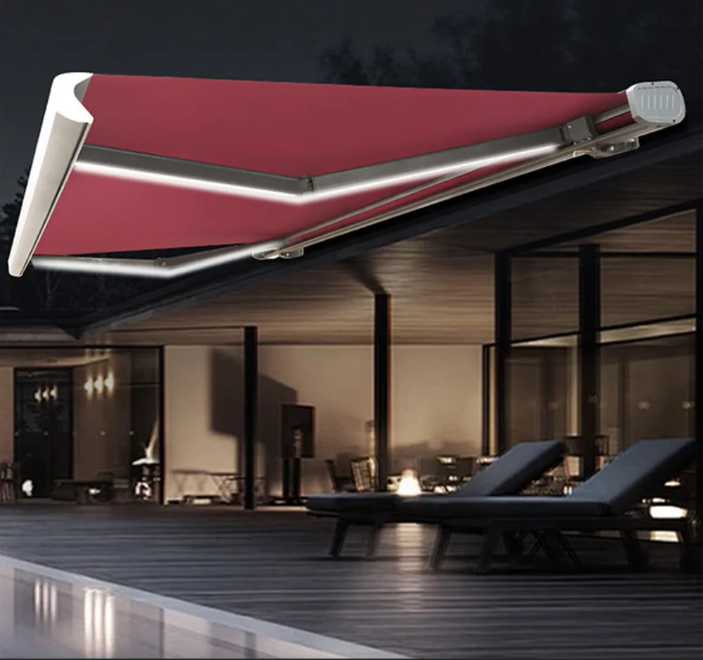 Motorized Manual Retractable Waterproof Canopy Balcony Awning Full Cassette Folding Arm Outdoor Sunshade Shelter Pro Kit