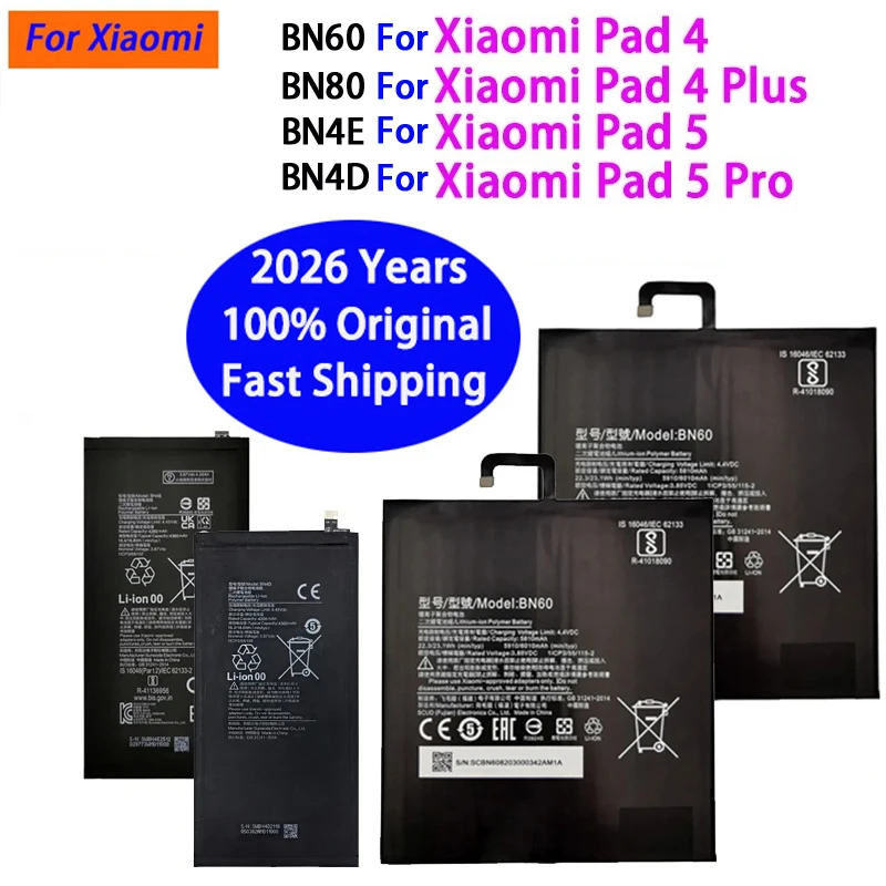 Новый оригинальный аккумулятор BN80 BN60 для Xiaomi Mi Tablet Pad Mipad 4 5 Pro Plus Pad4 Pad5 Батареи Bateria BN4D BN4E Быстрая доставка