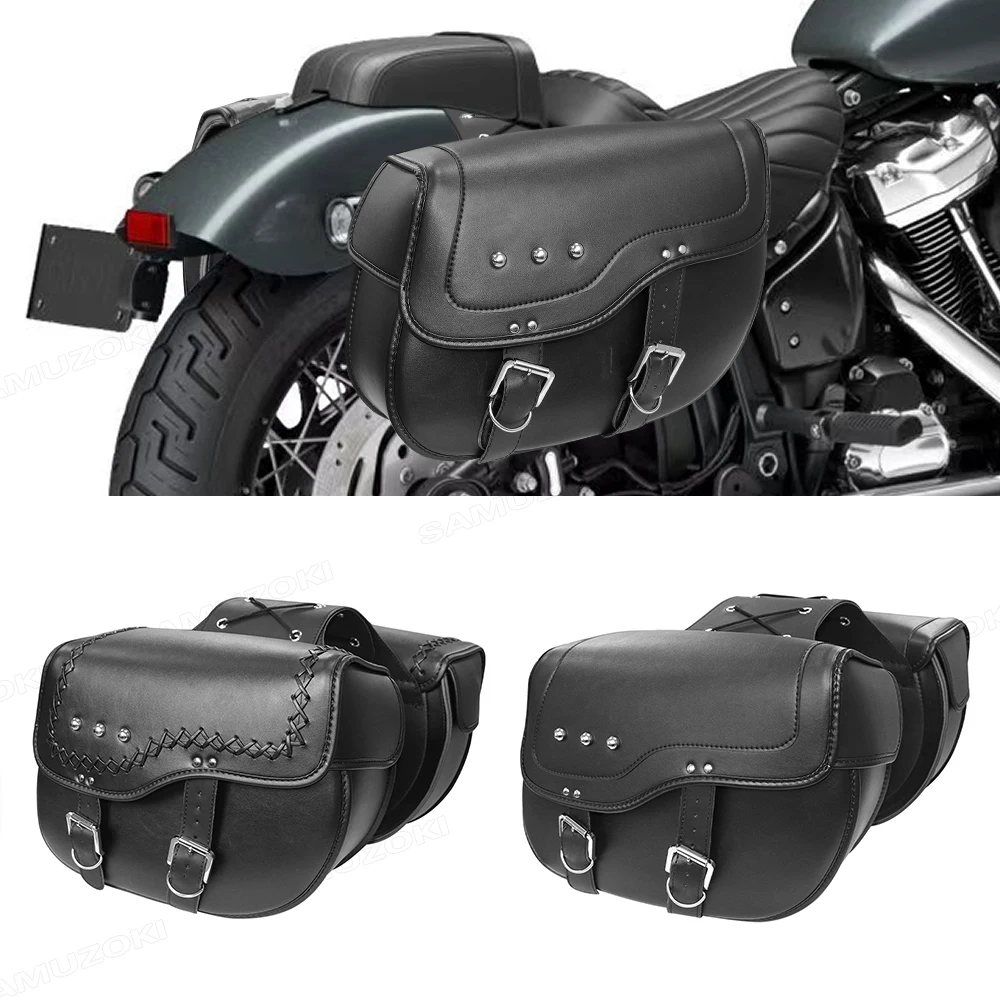 

2PCS Motorcycle Saddle Bags PU Leather Tool Bag Luggage Storage Pouch Waterproof Universal For Honda For Yamaha For Suzuki