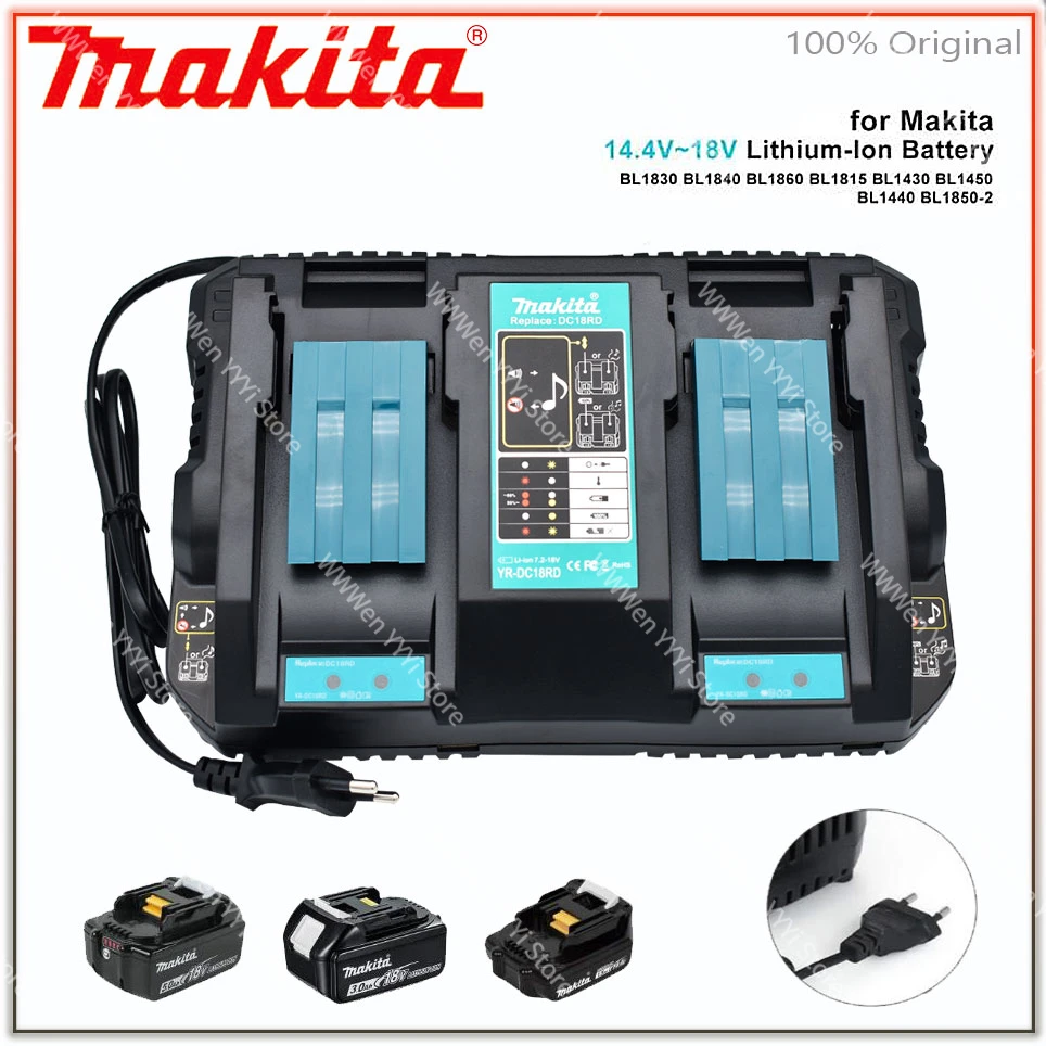 Original makita 14.4V 18V 4A Hot Dual Battery Charger Charging Current BL1830 BL1815 BL1420 DC18RC DC18RD DC18RA Power Tools