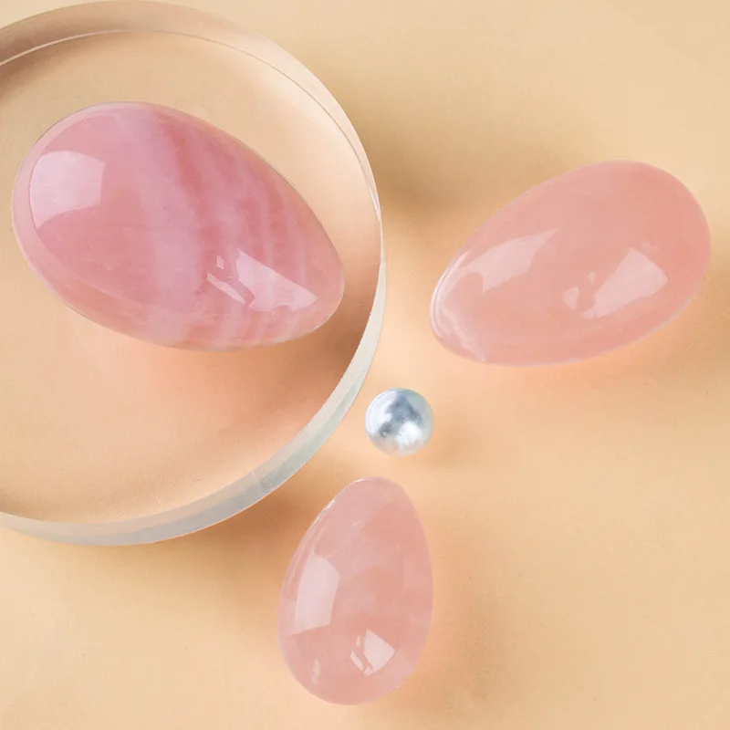 Natural Rose Quartz Yoni Egg Set Jade Egg Vaginal Muscle Firming Kegel Exercise Crystal Yoni Wand Feminine Hygiene Massage Stone