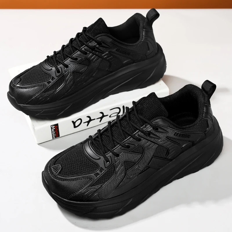 Plus-Size Wide-Width Men's Shoes Black Mesh Summer Breathable Sports Casual Work Shoes with Extra-Wide Toe 39-46