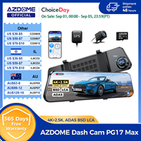 AZDOME 4K+2.5K Rearview Dash Cam PG17 Max 12'' Touch Screen Mirror Dash Cam with ADAS BSD LCA Car DVR Loop Recording 24H Parking