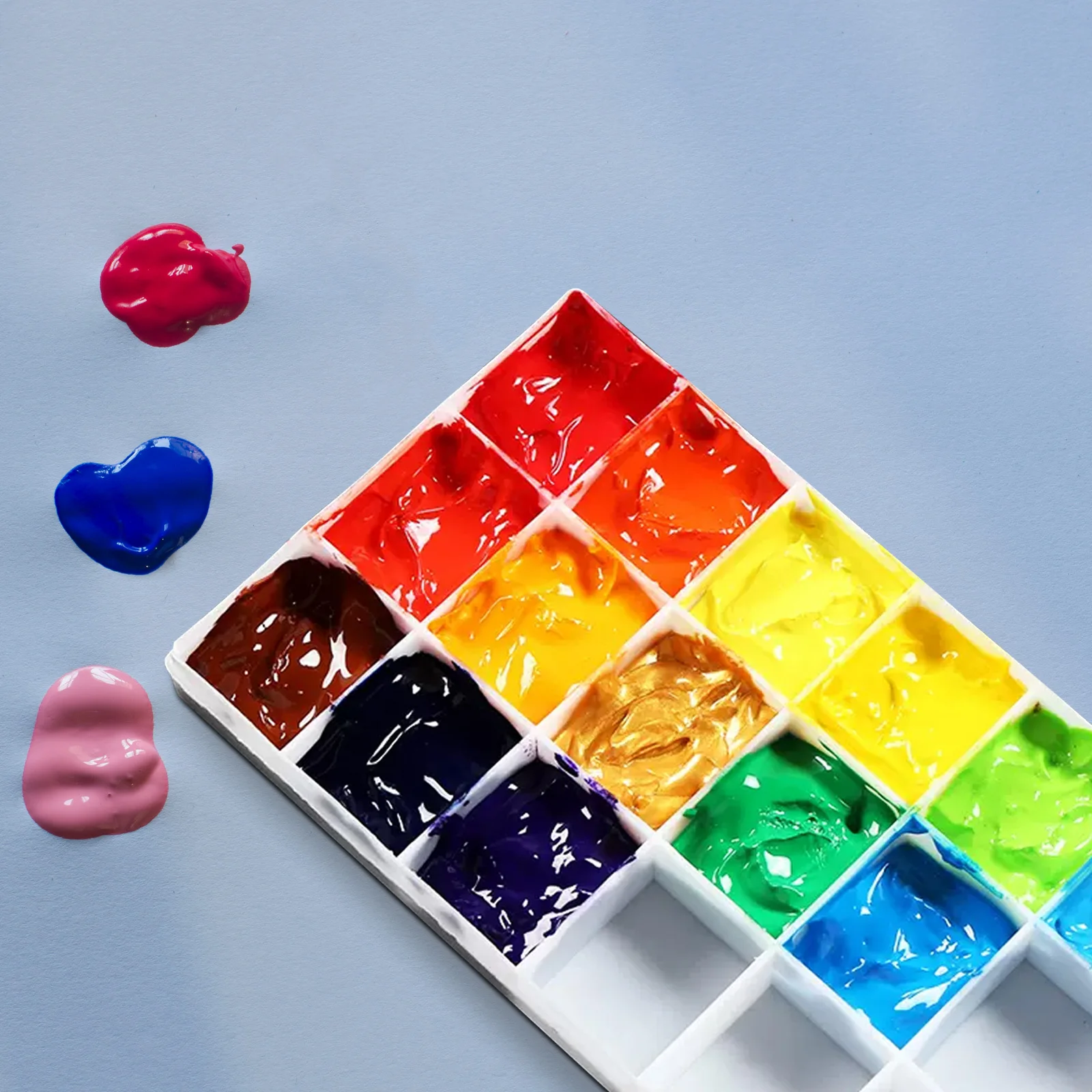 

Кейс для красок на 24 отделения, прочный пластик, черно-белый дизайн, легко чистится, легкий вес, для акварели, акрила, гуаши, масла