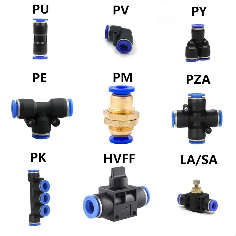 Accesorios de empuje neumáticos de tipo recto T/Y/L/para manguera de aire/agua y conector de tubo de 4 a 16mm PU/PV/PY/PE/PM/PZA/PK/HVFF/PA, 1 ud.