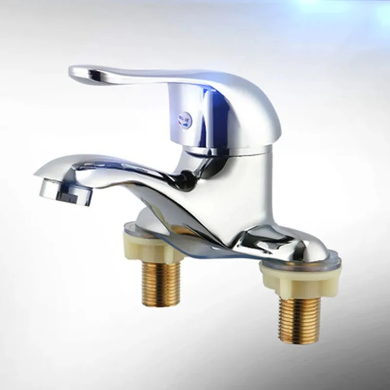 Hot and Cold Water Mixer Tap Bathroom Sink Faucet Zinc Alloy 2 Hole Single Handle Hot and Cold Water Mixer Tap for Home Hotel