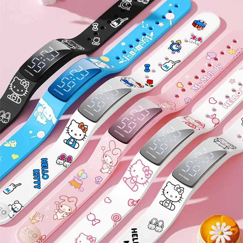 Mininstants-Montre numérique LED de dessin animé pour garçons et filles, Sanurgente, Hello Kitty, Melody, Kuromi, surveillance du sommeil, chargement USB, sport haut de gamme