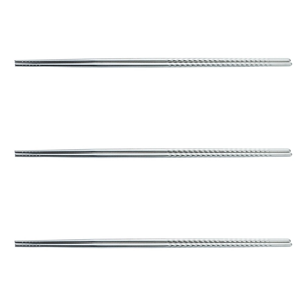 

Stainless Steel Extended Chopsticks 3 Pairs Frying Hot Pot Long Cooking Utensils Non Slip Easy Clean Silver Kitchen