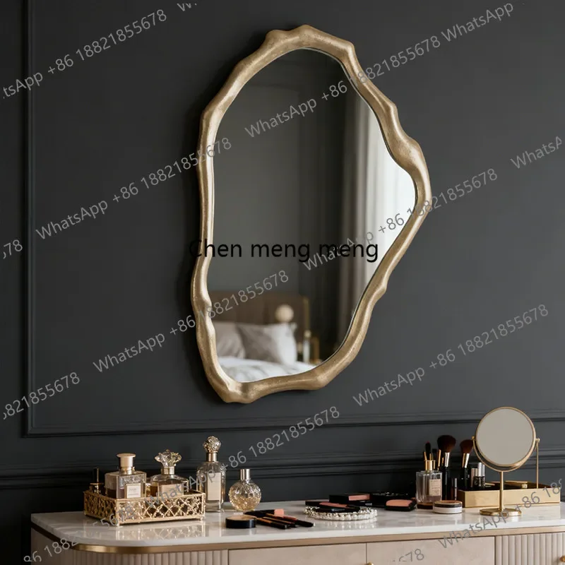 a17 French   makeup mirror, irregular dressing glass, European style living room, wall-mounted high-value decorative mirror