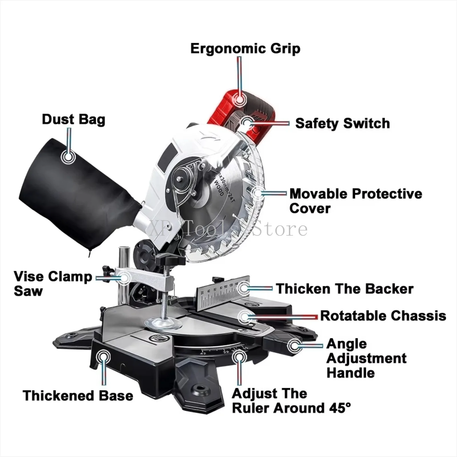

8-дюймовая бесщеточная торцовочная пила, компактная электрическая пила для дерева, алюминия, резак из нержавеющей стали, электроинструмент для Makita Milwaukee M18, аккумулятор