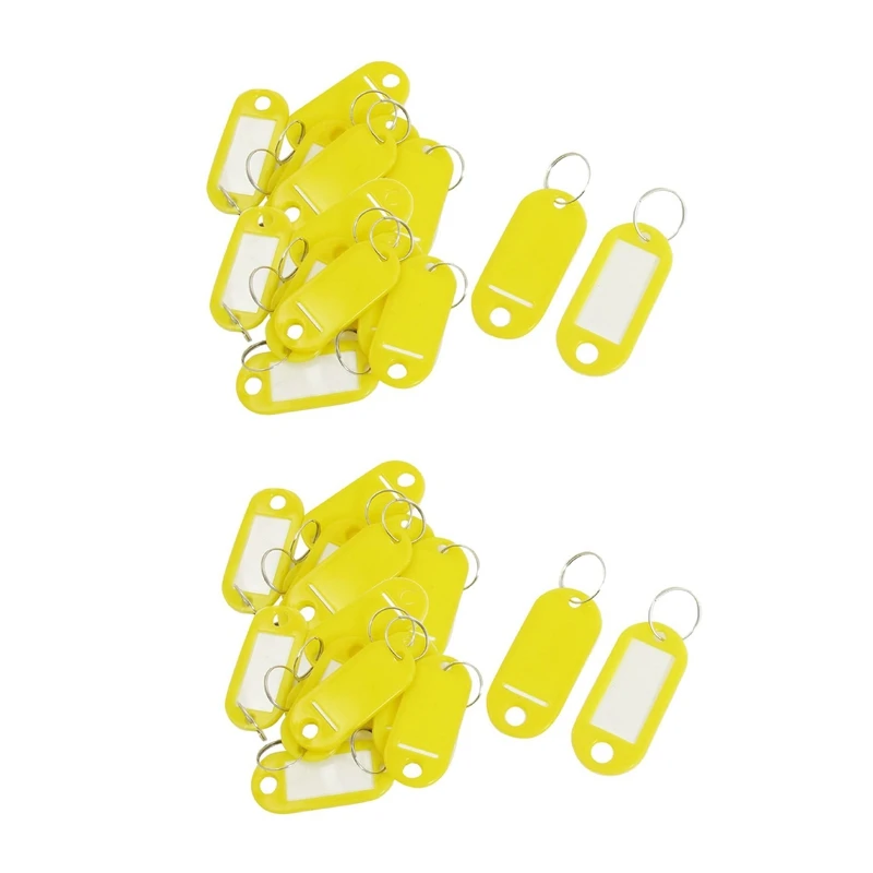 40Pcs Key ID Tags Name Card Labels Keyring Keychain Yellow