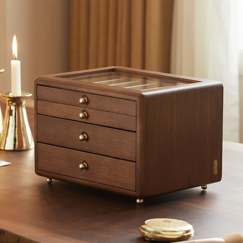 The product can be customized. Solid wood jewelry box storage box high-end exquisite retro