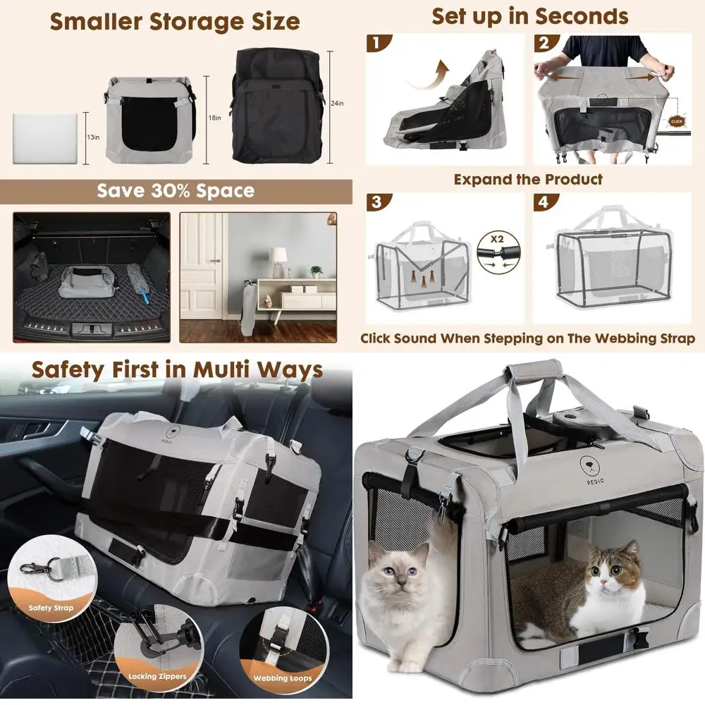 

Double-Cat Soft-Sided Travel Carrier, 24x16x16, Suitable for Indoor & Outdoor Adventures