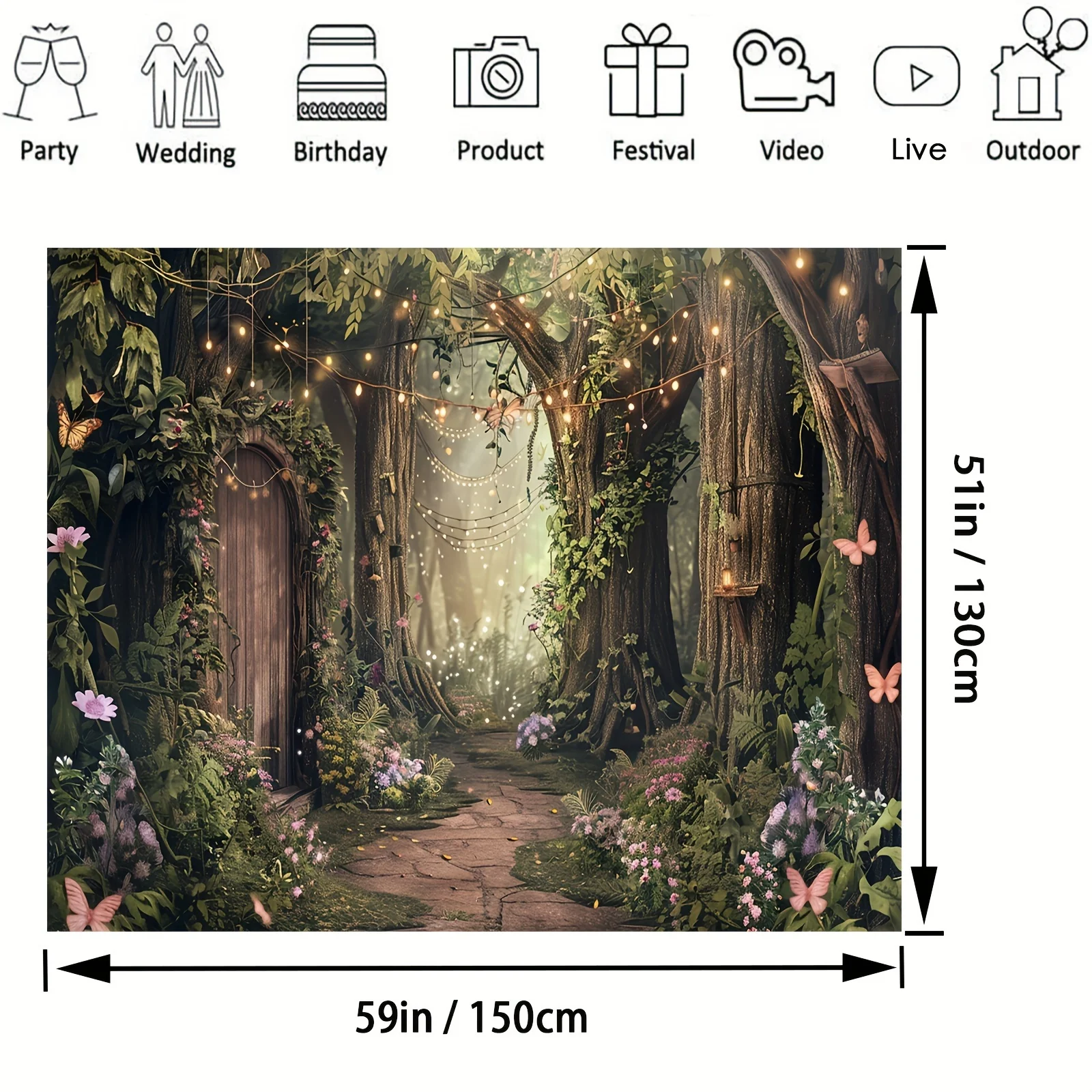 Spring Background Magic Garden Fairy Tale World Grass Butterfly Wonderland Birthday Party Decoration Photography Banner
