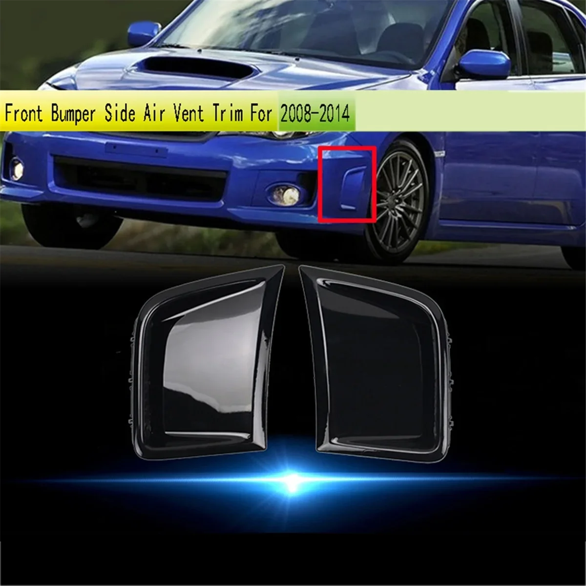 For Subaru STI WRX GRB Wagon 10th 2008-2014 Glossy Black Engine Hood Fender Outlet Cover Front Bumper Air Vent Trim