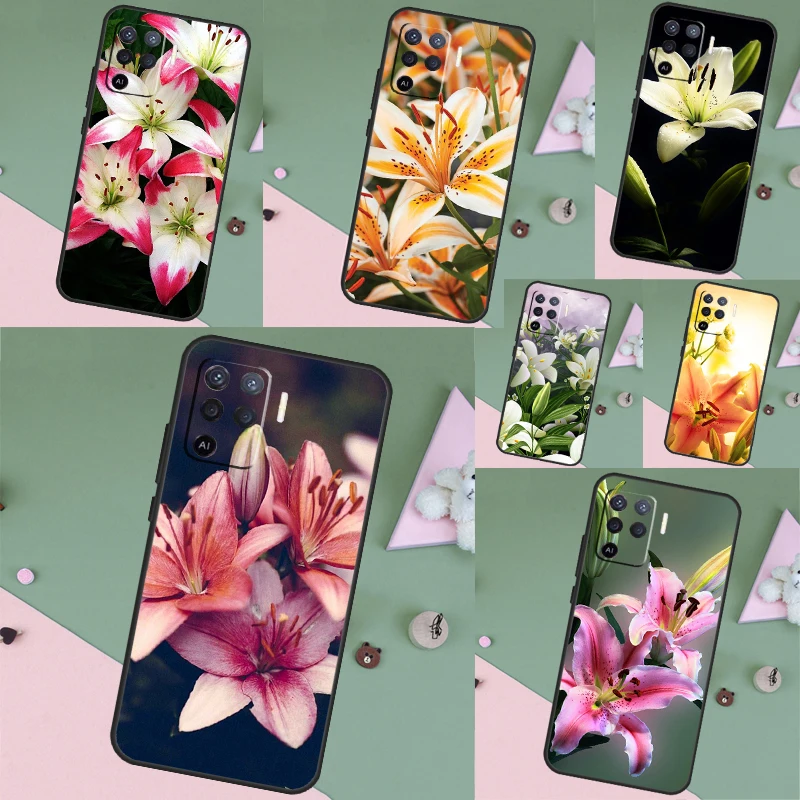 Colorful Flower Lily Case For OPPO A57S A5 A9 A53 A15 A17 A57 A77 A16 A76 A96 A52 A72 A58 A78 A98 A54 A74 A94