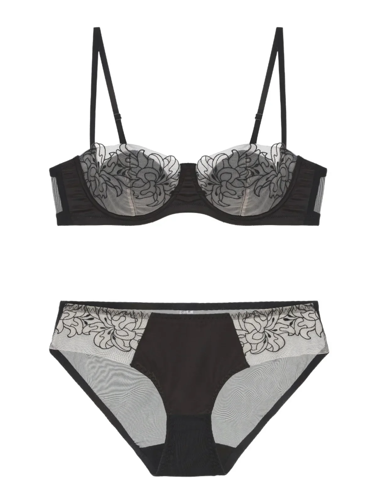 MOYISU Pariser besticktes BH-Set – Luxus-Push-Up-Bralette mit Spitzenbügel, Anti-Durchhängen, Pure Desire-Dessous für Damen, UK 32
