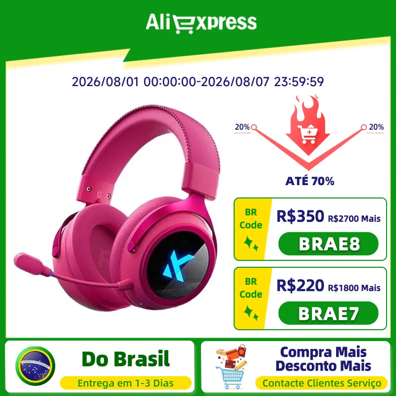 Mchose x9 Headset Sem Fio, Drivers 53mm, 2000mAh