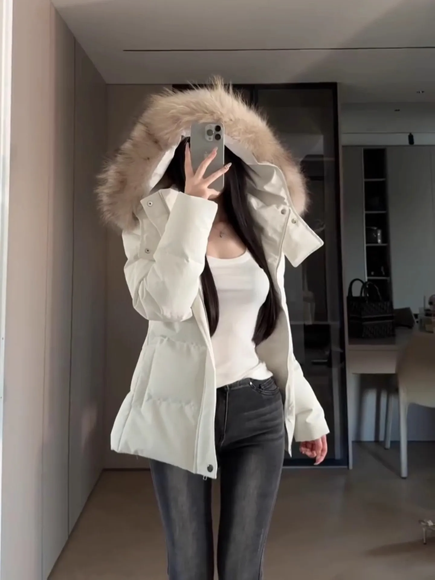 

Корейский высококачественный хлопковый воротник со съемным меховым воротником, женская зимняя дизайнерская теплая хлопковая куртка Fem, верхняя одежда