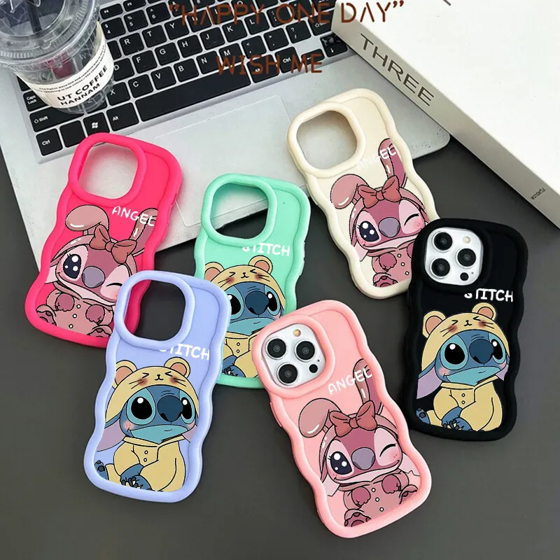 Stitch Angel Couple Case For Motorola Moto G84 G32 G22 G14 G22 E14 EDGE 40 NEO 5G Cute Candy Color Silicone Soft Cover