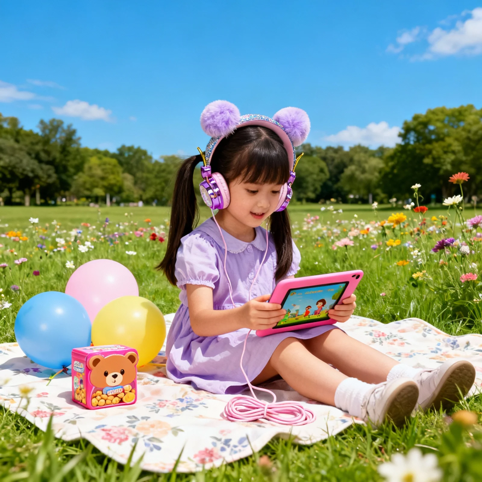 

Furry Ball Headset Rhinestone Glitter 3.5Mm Plug Adjustable Headband 85Db Volume Control Headphones With Mic For