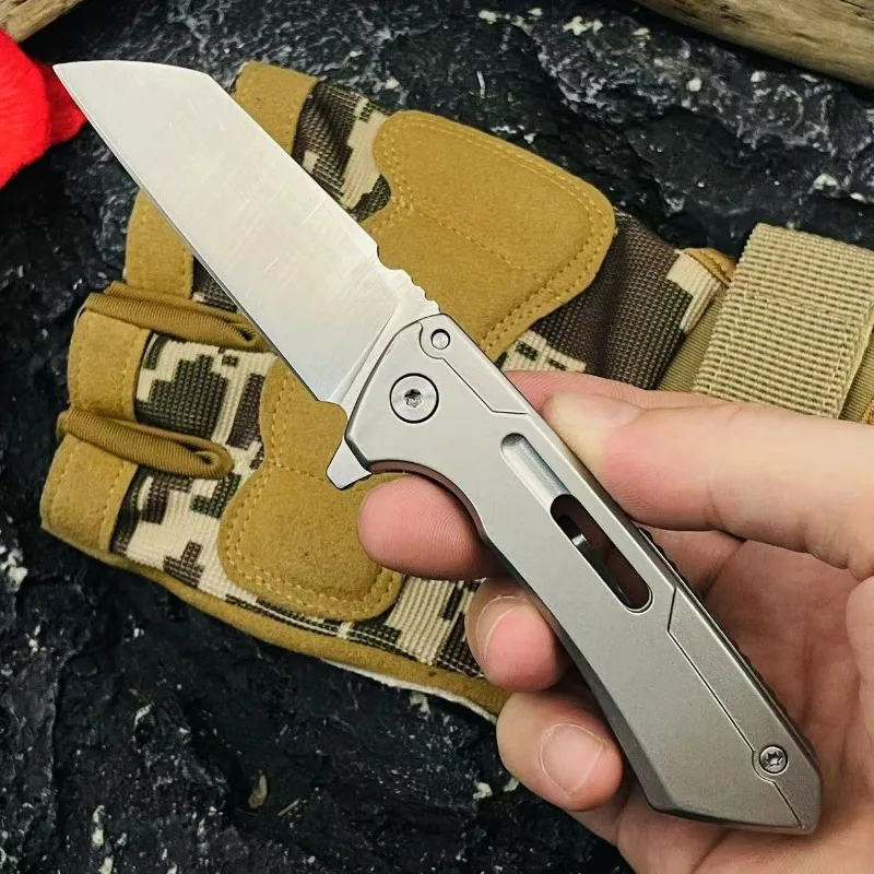 

Tkzc portable multifunctional 440c blade 420 steel handle outdoor hiking camping adventure survival EDC utility folding knife