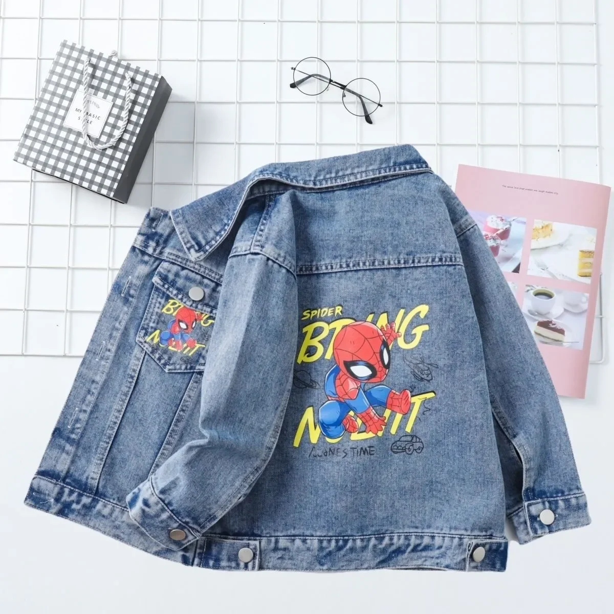 Miniso spiderman Denim Jackets Coats For Baby Boys Spring Autumn Kids fashion Long sleeve Casual Outerwear Children\'s Clothing