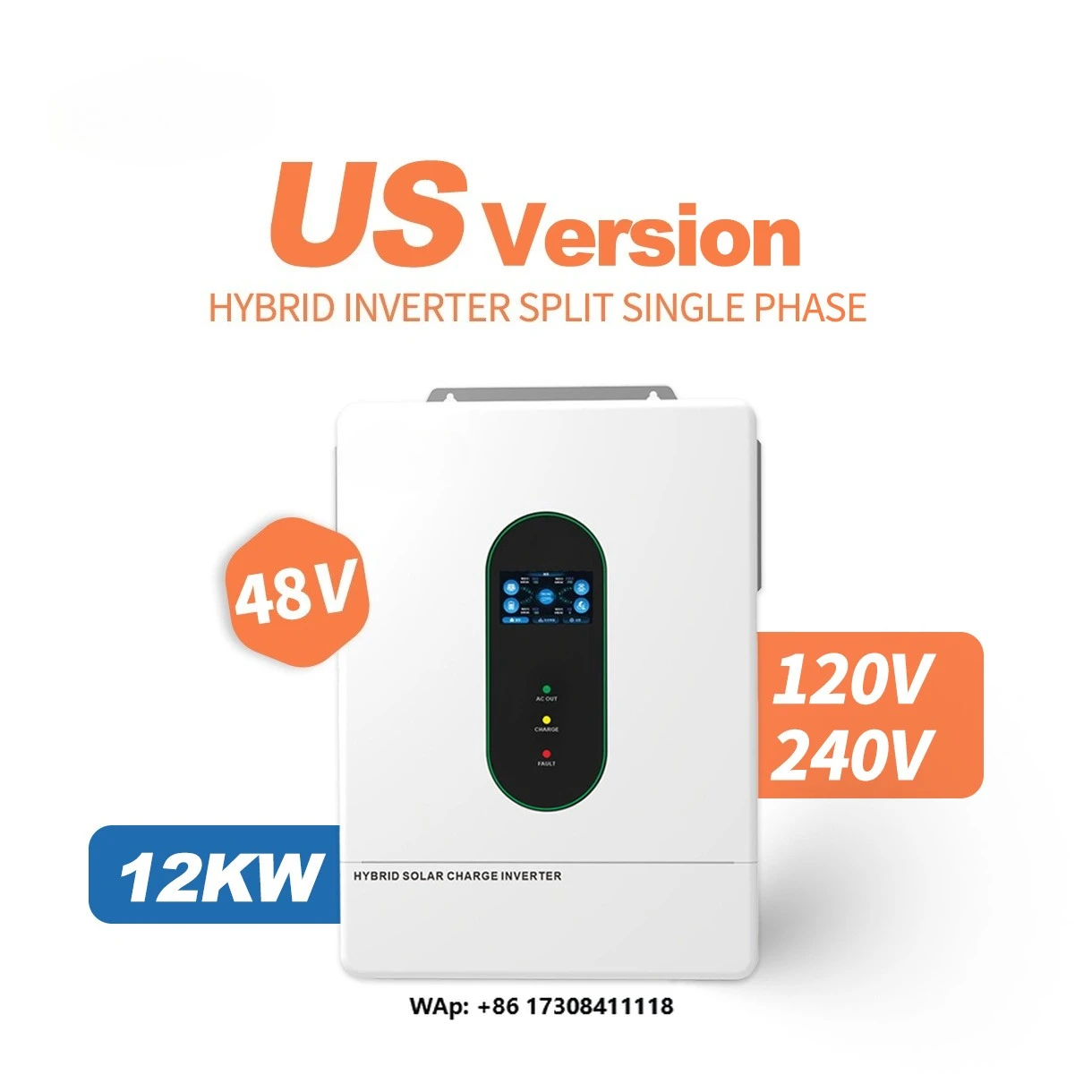 UNC UL1741 12kw 12000w 48v 51.2v Hybrid Inverter Dual  Split Phase 6Parallel String 160A WIFI CT US Version Solare Ibrido