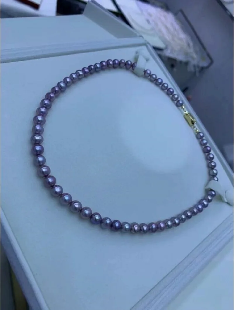 

gorgeous 8-9mm south sea round lavender pearl necklace 17inch 925s