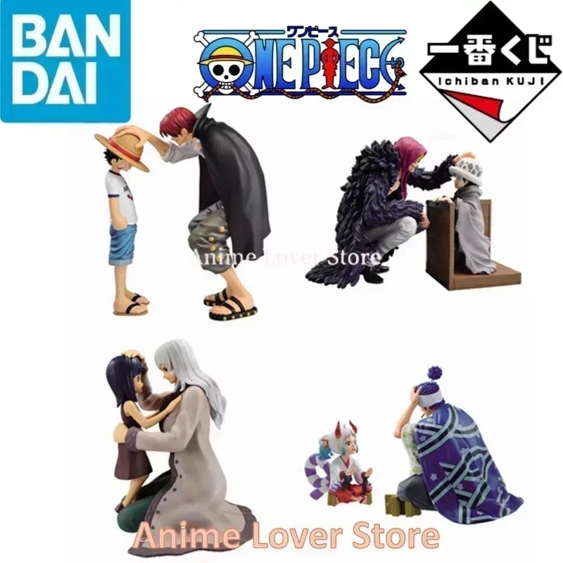 Bandai Original One Piece Ichiban Kuji Shanks Straw Hat Luffy Law Corazon Robin Olvia Yamato Anime Figures Toys for Kids Gift