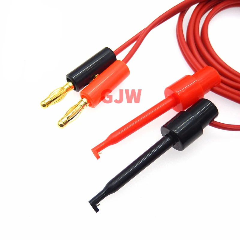 1 Pair 1M 4mm Banana Plug to electric Hook Clip Test Lead Cable Gold Plated For Multimeter Test Leads wire Connector red black