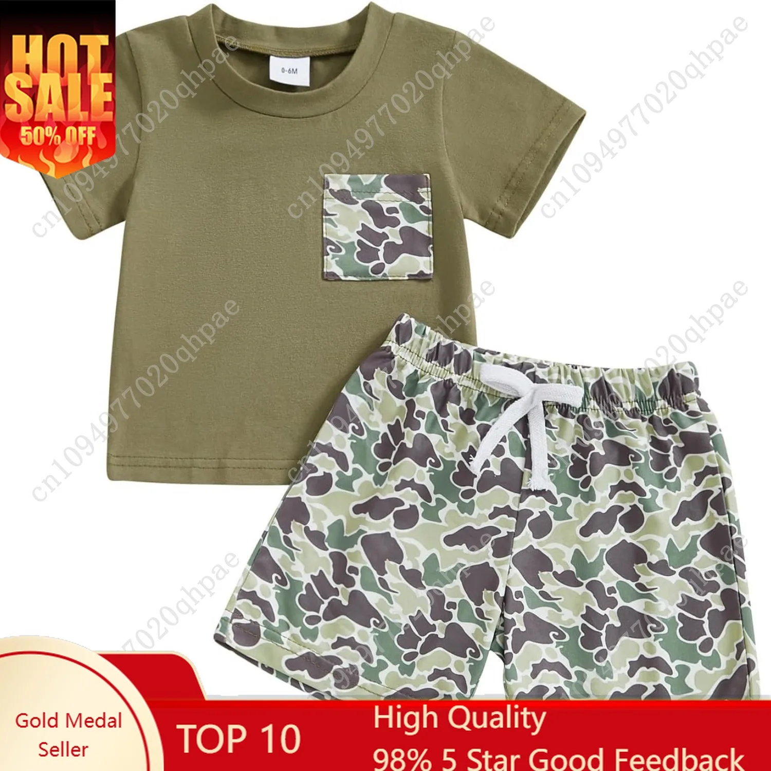

Toddler Baby Boy Summer Clothes Retro Camo Hunting Shirts T-Shirt + Camouflage Shorts Set 6 12 18 24 Months 2T 3T