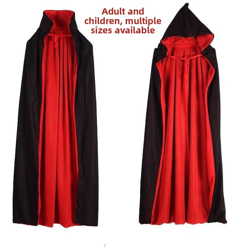 Loween Robe de dieu mort pour enfants et adultes, Cape de magicien rouge Bla, longue Robe, Costume de Cosplay, accessoire ex taille L XL XXL