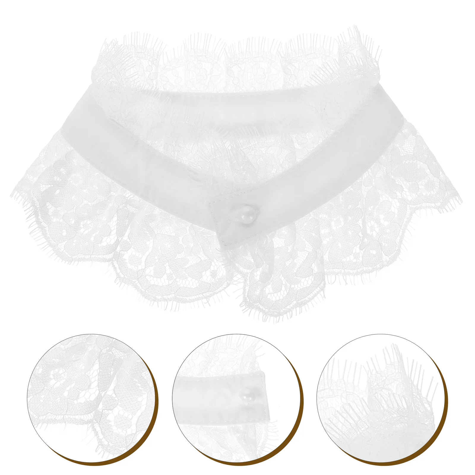 

Lace Fake Collar Detachable Women Faux Shirt Half Collar Hollow Out Design Elegant Shawl for Dresses Sweaters Stylish Versatile
