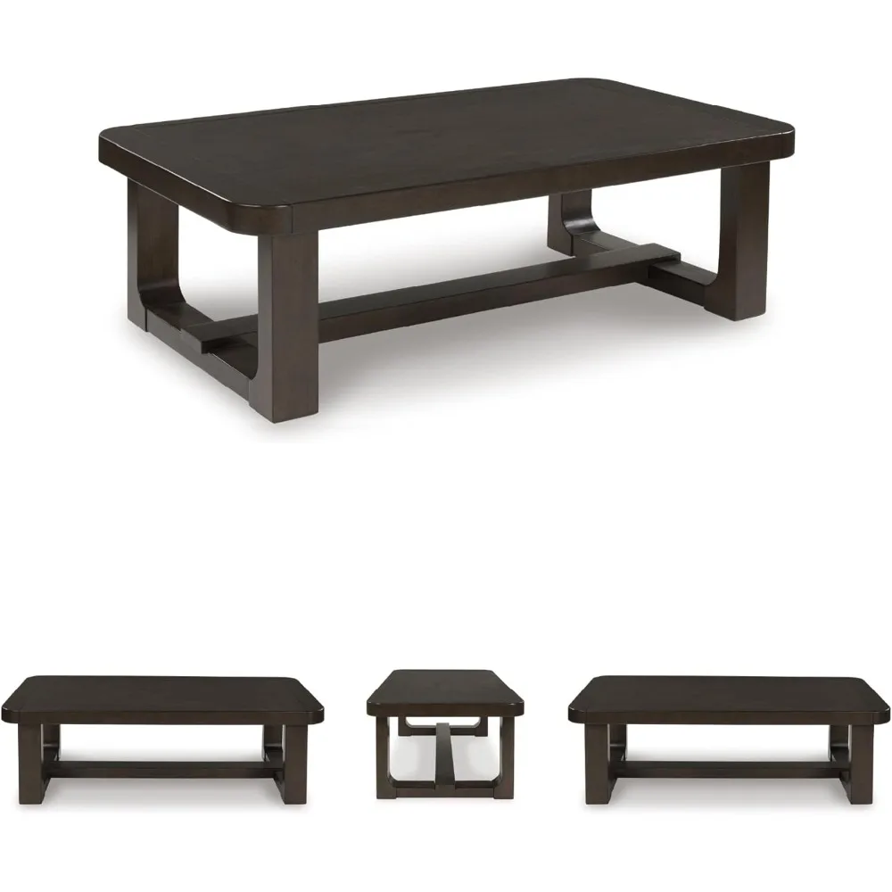 تصميم مميز لطاولة القهوة الحديثة من Ashley Breckington مع قاعدة Trestle، بني داكن